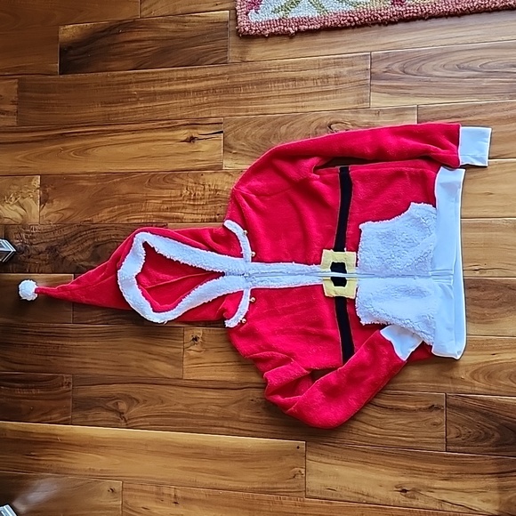 SANTA ZIP UP HOODIE PLUSH SOFT LIKE NEW SIZE SMALL - Picture 1 of 4